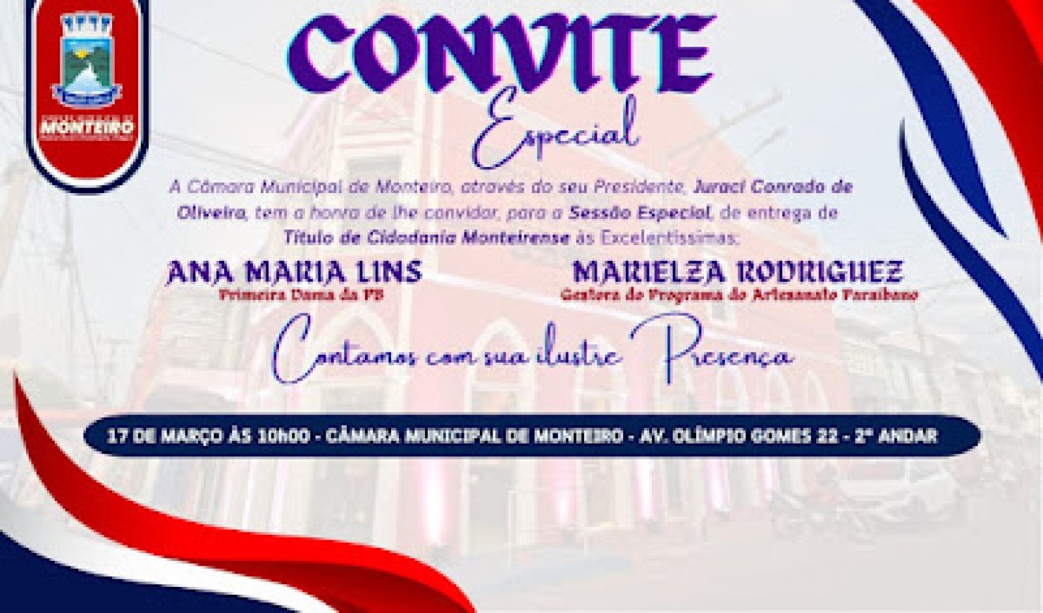 Câmara de Monteiro realizará Sessão Especial para entrega de Títulos à incentivadoras do artesanato paraibano